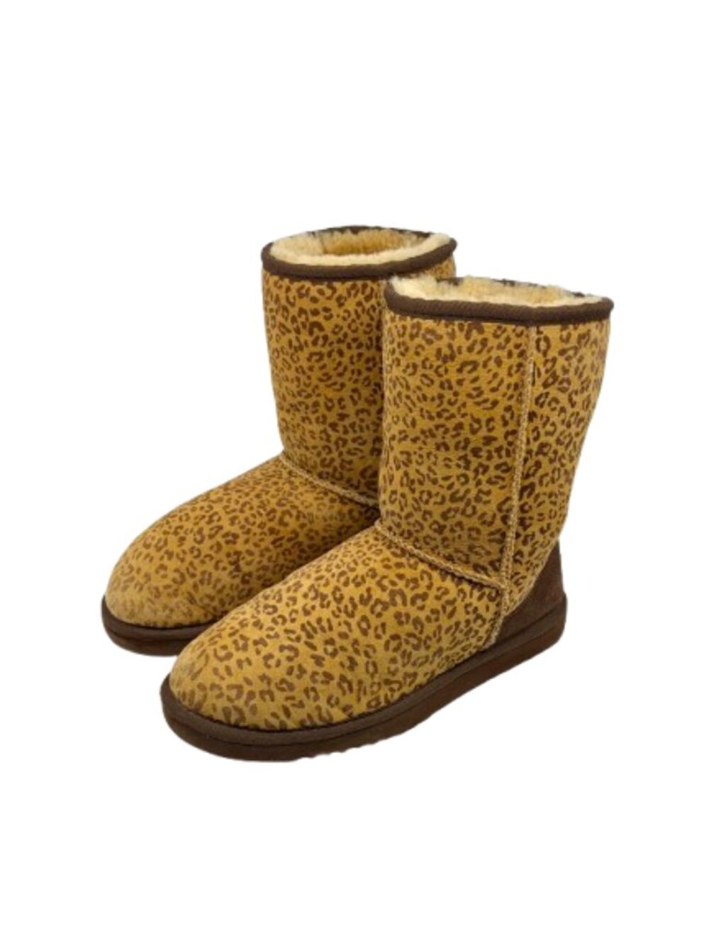 Y2K Vintage UGG Australia Classic Short Boots Leopard Spotted Suede Size 8